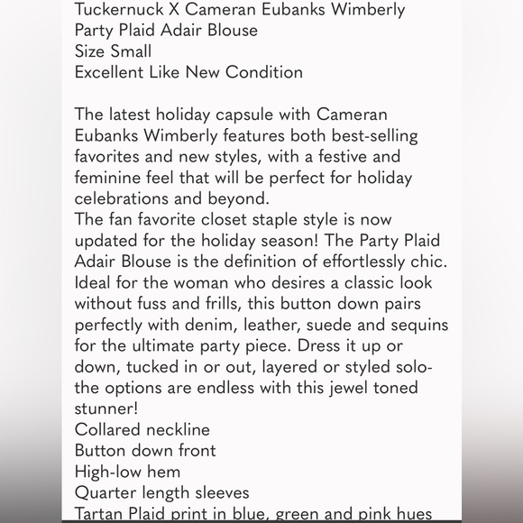 Tuckernuck + Pomander Place Adair Poplin Shirt | Button Up | Tartan Plaid | M - Picture 10 of 13